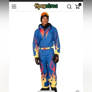 Tipsy Elves flames ski suit men’s L NWOT